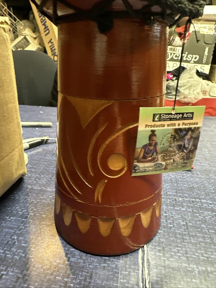 Natural Djembe Drum Handmade Abstract