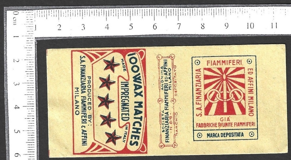 Italy VINTAGE unfolded matchbox label - OLYMPICS