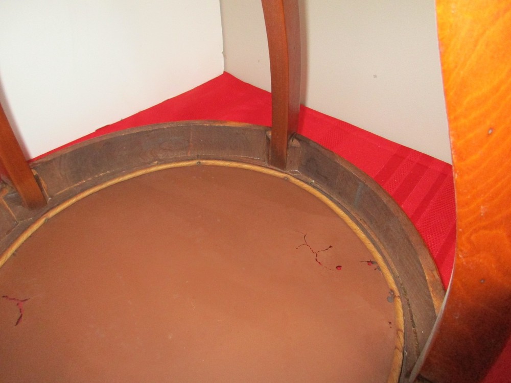 Mid Century Round Solid Wood / Glass End Table / Side Table