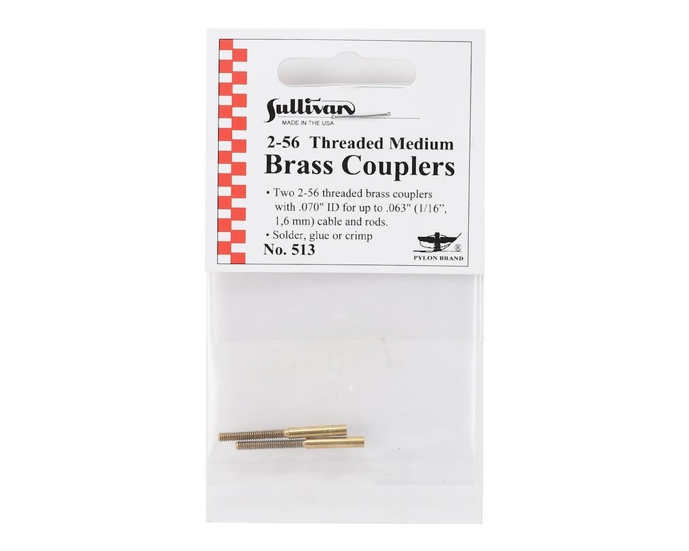 Sullivan 2-56 Threaded Medium Brass Couplers (2) [SUL513]
