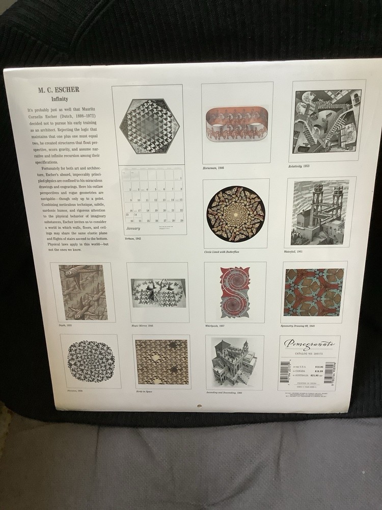 M.C. Escher 2000 Wall Calendar- Infinity NEW, SEALED