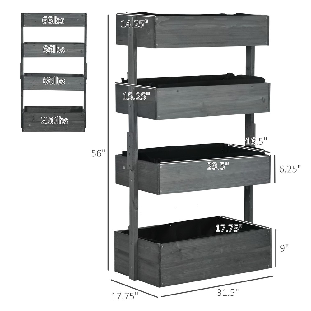 Vertical 4 Tier Raised Garden Bed