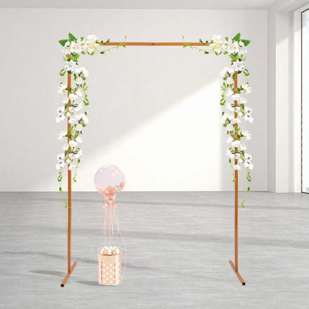 Wedding Arch Rack Rectangular Flower Decor Frame Stand Gold Metal Party Backdrop