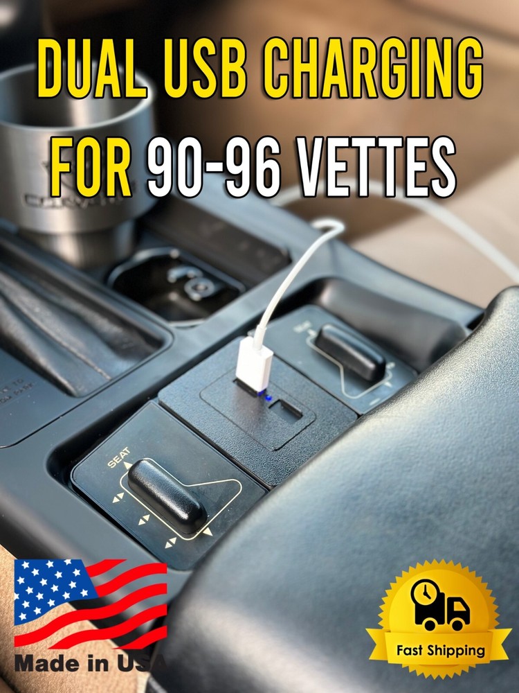 1990-1996 C4 Corvette Dual USB Charging Center Console FX3 Plate Replacement
