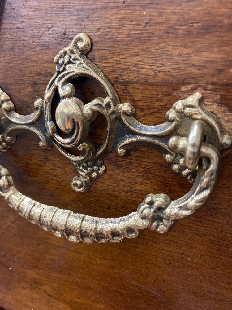 3” Victorian Ornate Brass swing handle pull Reproduction Hardware NEW