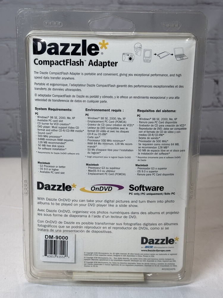 Dazzle CompactFlash Reader/Writer Digital Media Reader Software DM-8000 NEW