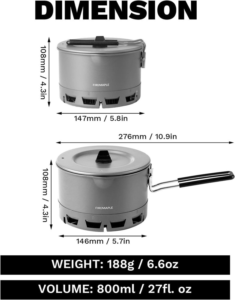 Fire-Maple Petrel Ultralight Pot- High Efficiency Aluminum Camping and Backpacki