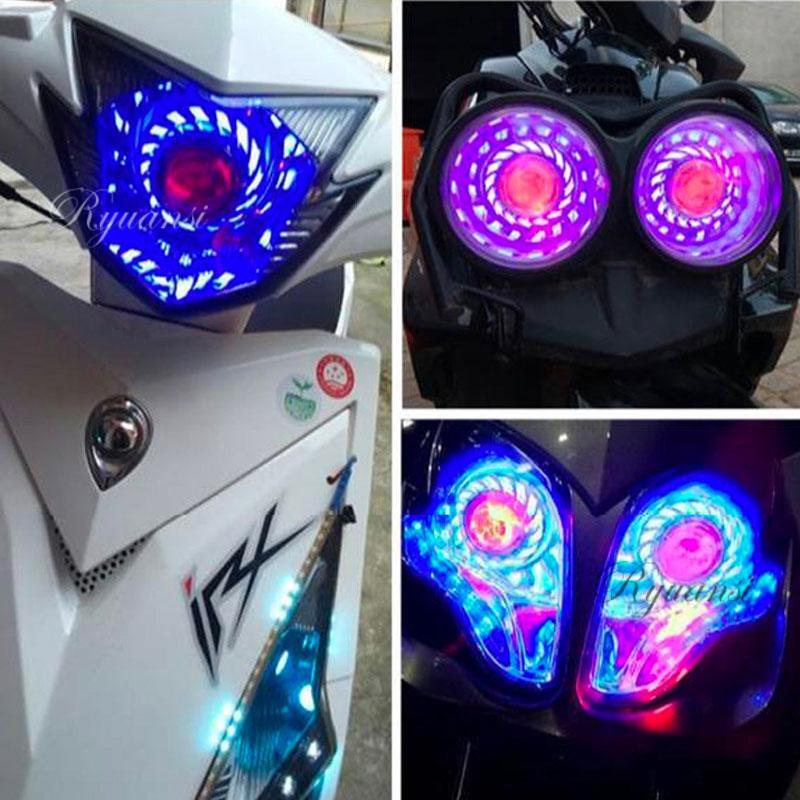 Motorcycle LED Headlight Projector Lens Halo Ring Angel Devil Eye Spot Light