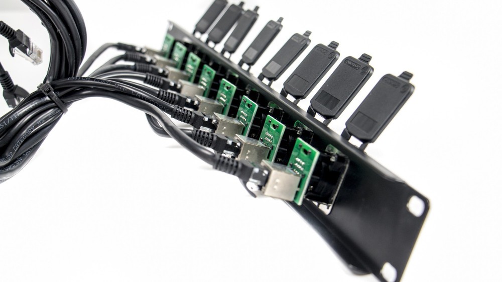 8 Channel Tactical Ethernet Breakout Rack Panel w/8 RJ45 Ethercon Jacks & Covers