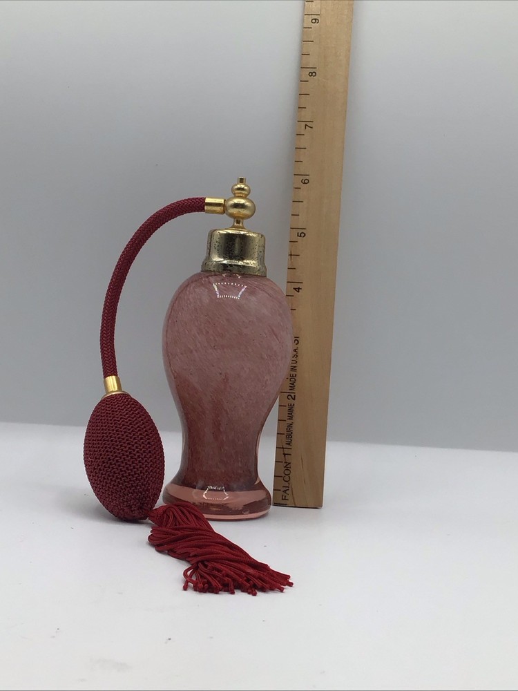 Art Glass Swirled Pink White Perfume Atomizer