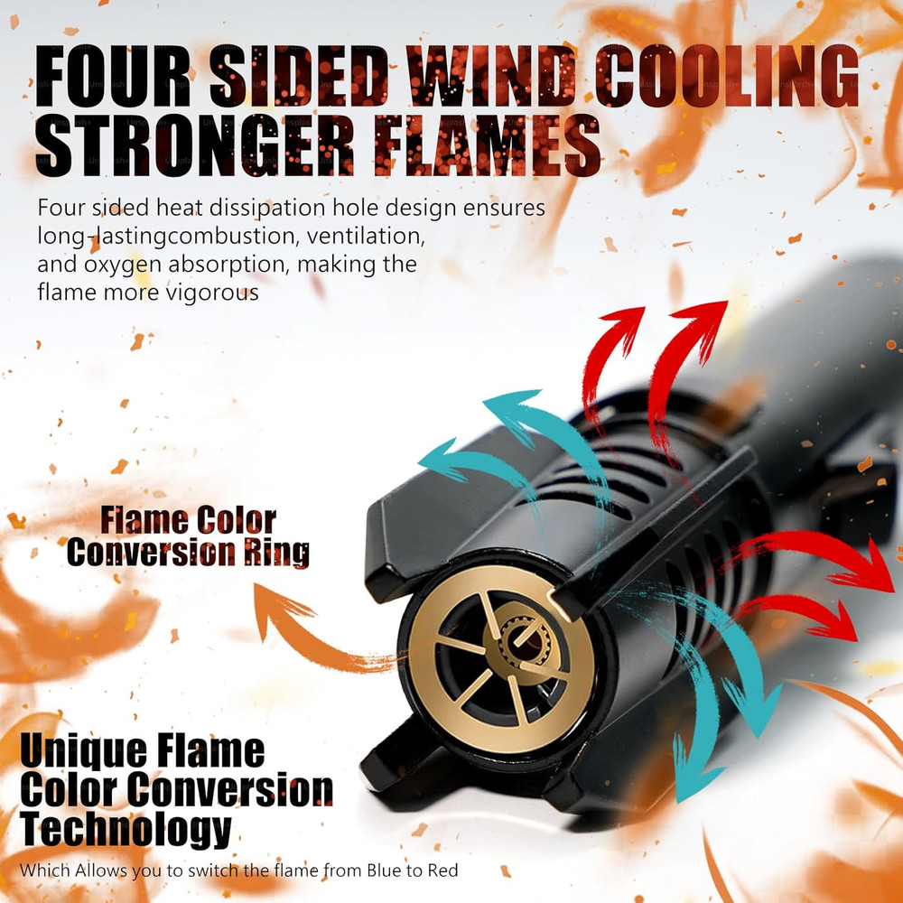 Camping Lighter, Torch Lighter, Straight Flame Bright Fire Refillable Windproof