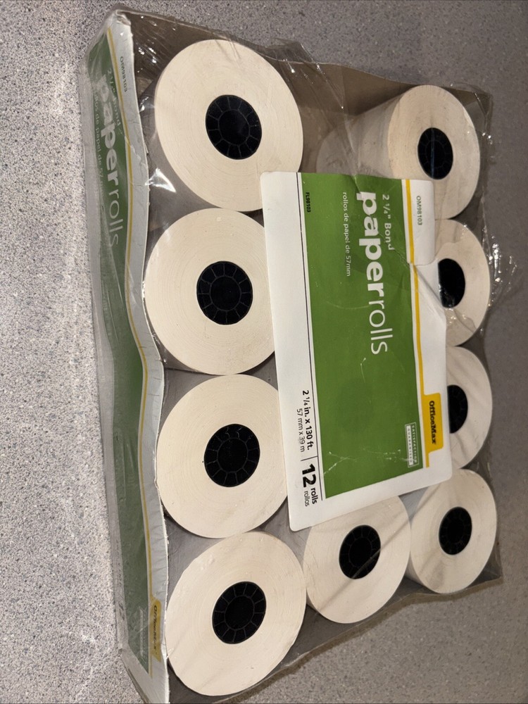 New 11 Rolls 2 1/4" Adding Machine Rolls White Paper 130 ft. OfficeMax OM98103