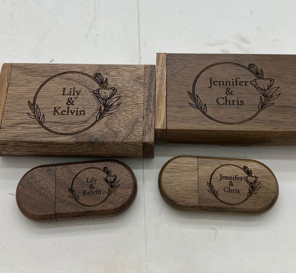 32gb USB 3.0 Wooden USB Flash drive personalized Engraved box | Walnut Maple