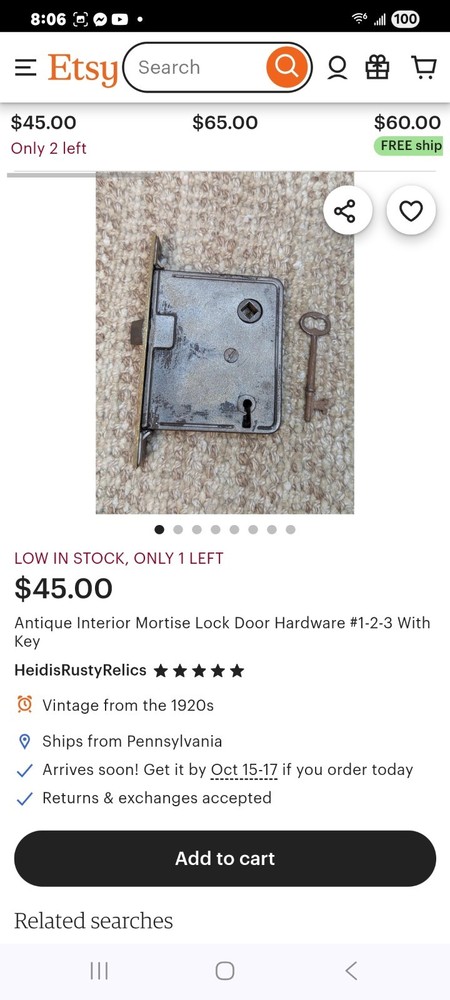 VTG Door Hardware Lock With Skeleton Key 5.5" x 3.5"