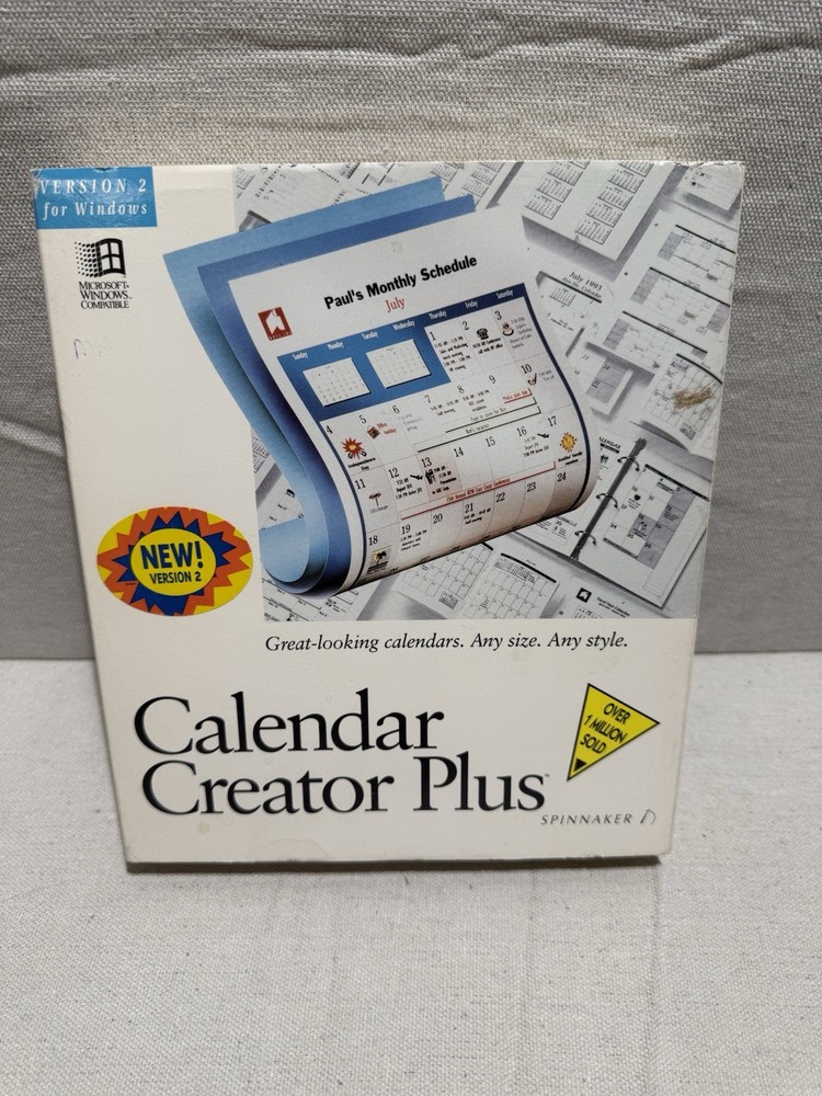 Calendar Creator Plus V2 Windows Vintage Software 3.5 Floppy Complete