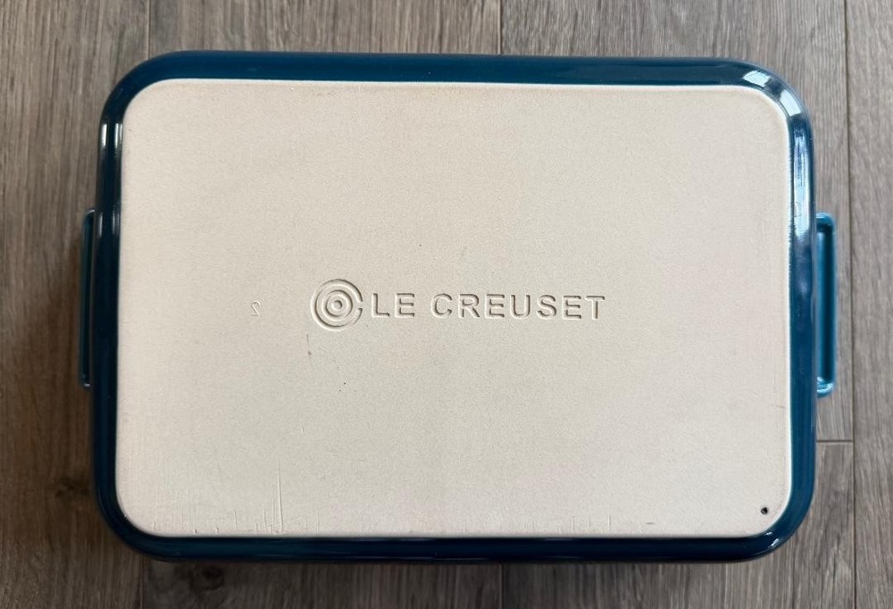 Le Creuset 8x11 Stoneware Rectangular Baking Dish Blue Cream
