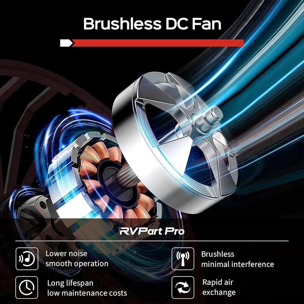 RVPart Pro 42000BTU RV Tankless Water Heater 12V Propane Instant Hot Water Black