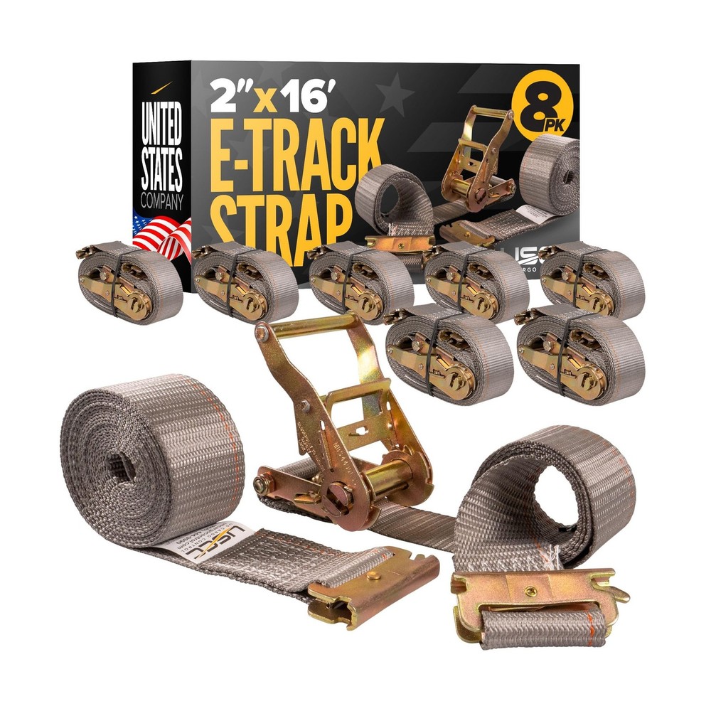 US Cargo Control E Track Straps 2" x 16' (8-Pack), 4,400 LBS Break Strength, ...