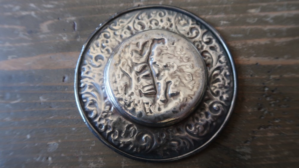 Antique Silver Repousse Drinking Poker Ashtray 3"