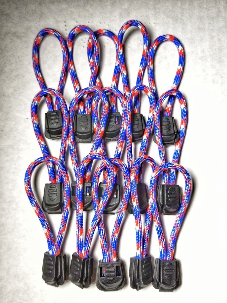 15 3" Paracord Zipper Pulls w/ Plastic Pull Tab w/ Color Options