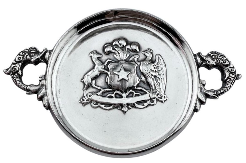 Chile 900 Silver Coat of Arms Dish