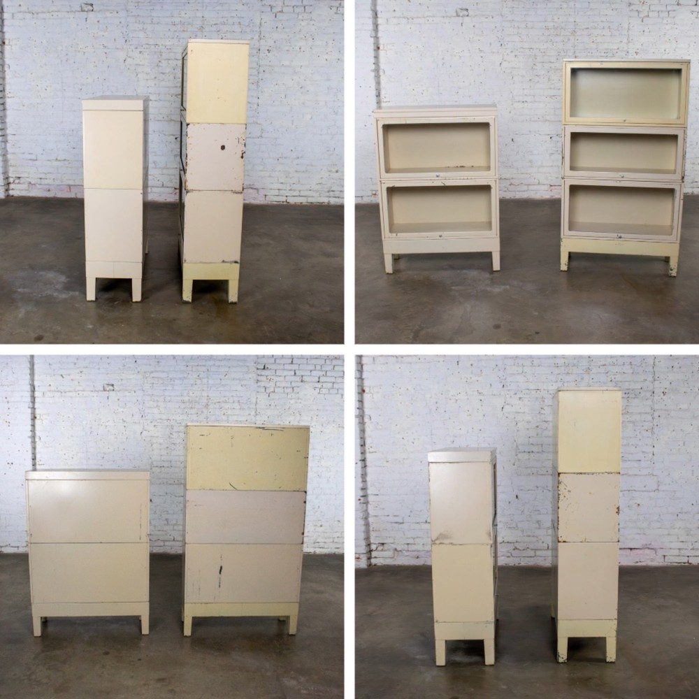 Industrial Rustic Pair Modular Stacking Barrister Bookcase by Globe-Wernicke