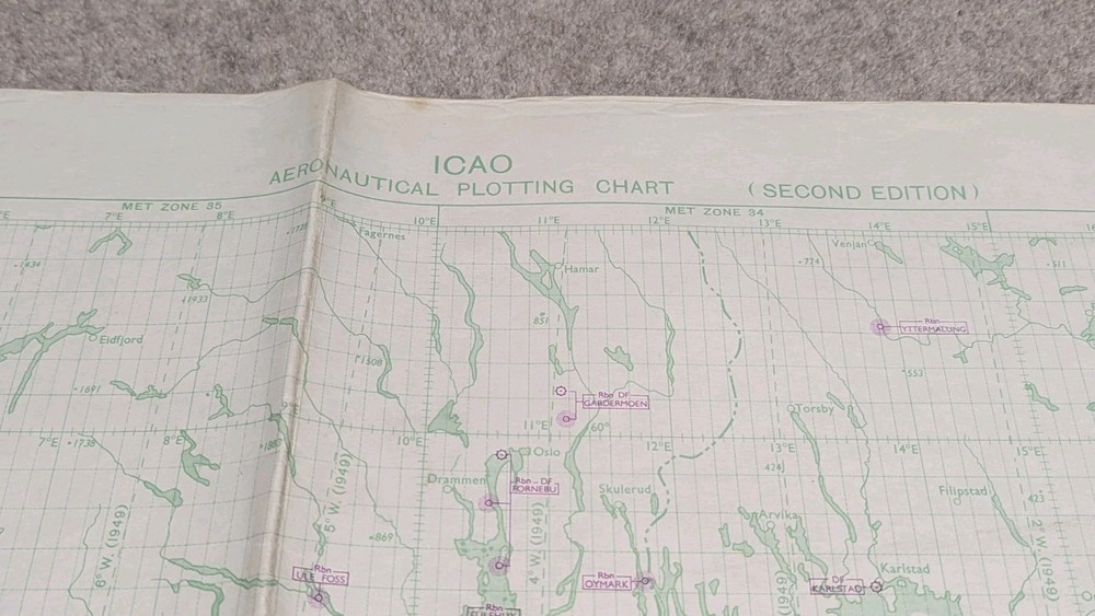 Original War Office Plotting map London-CRACOW-HELSINKI 1949