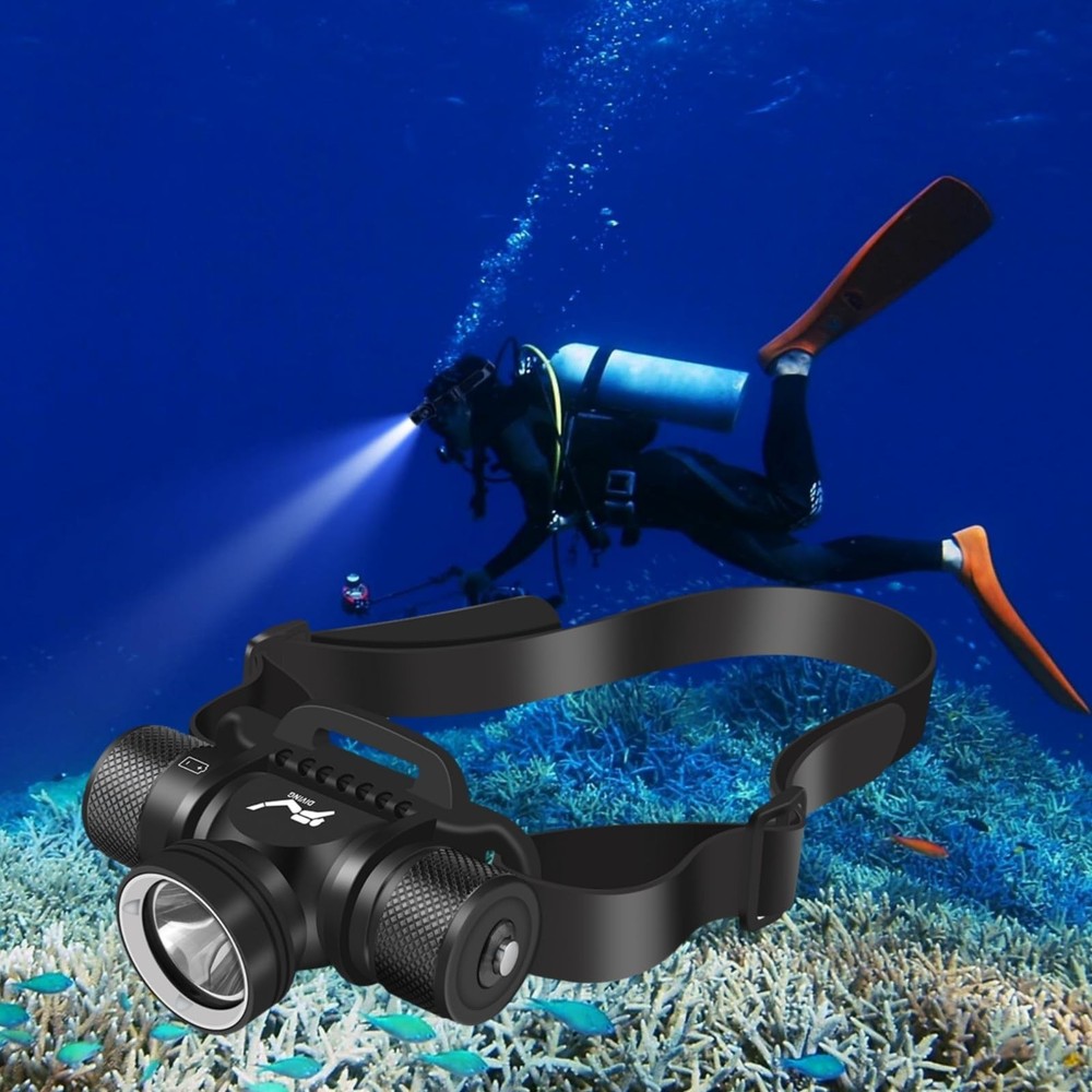 WINDFIRE Scuba Diving Light, Long Range Diving Flashlight Headlamp, 5 Modes D...