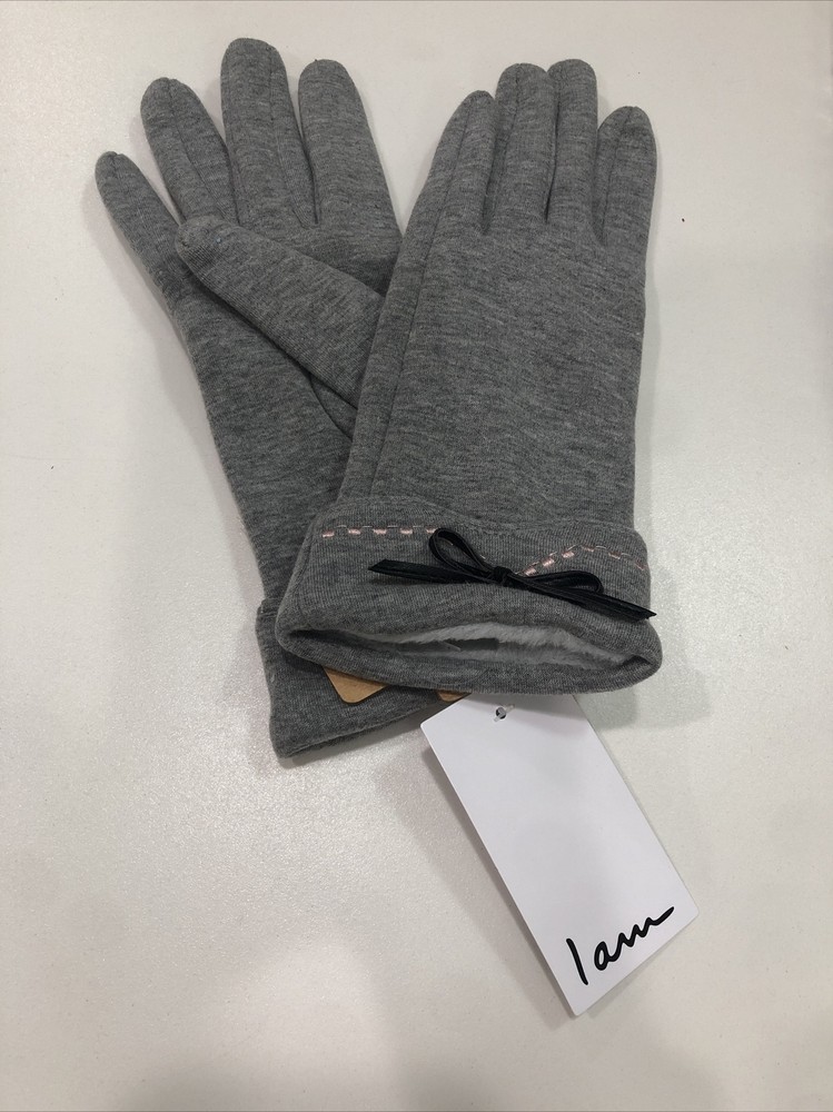 I Am Grey Pink Accent Cuffed Gloves