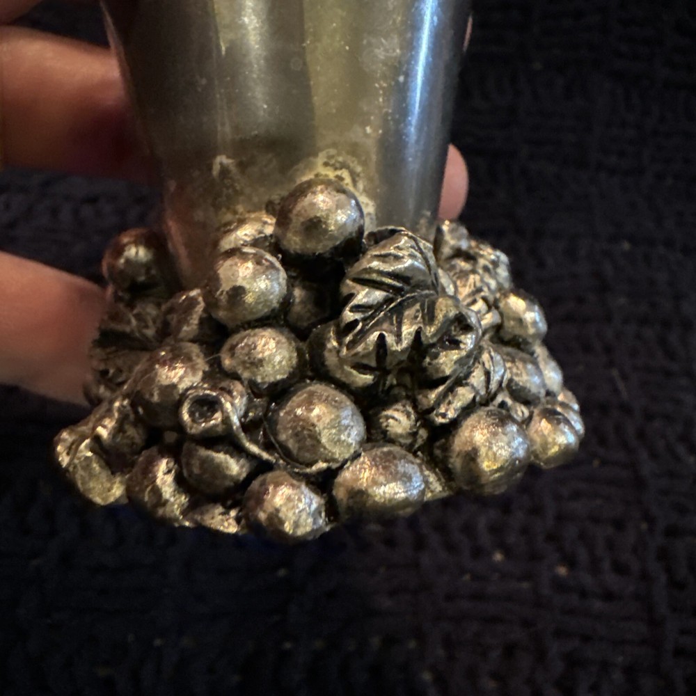 Godinger Silver Plated Cup Heavy Base Grape Design 2 Inches Tall
