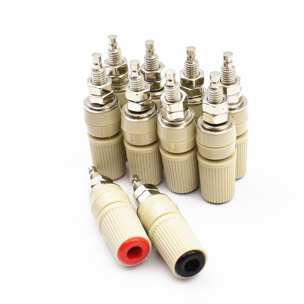 10Pcs 4mm Banana Jack Female Panel Mount Socket Red+Black