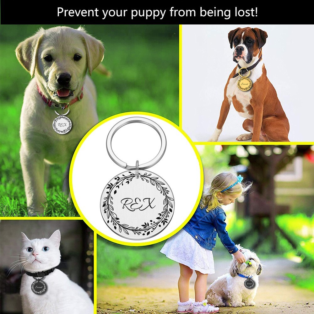Personalized Dog & Cat ID Tags Silent Custom Engraved  Pet Accessories