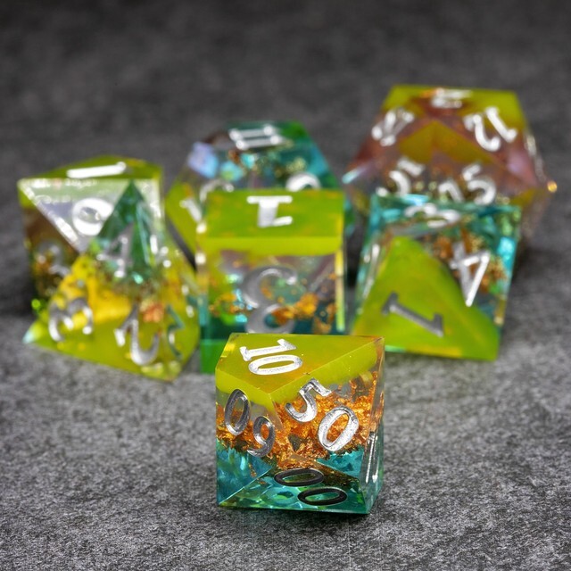 Sage's Enchanted Crystals Dreams - Sharp Edge Resin Polyhedral Dice Set