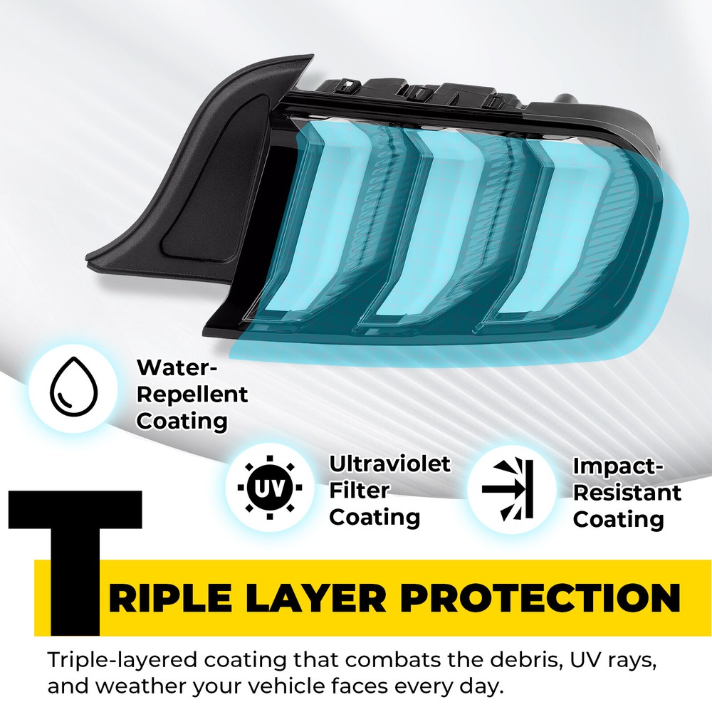 For Ford Mustang 2015-2023 Clear LED Sequential Tube Tail Lights Brake Lamp