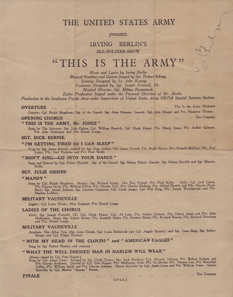 IRVING BERLIN - PROGRAM SIGNED