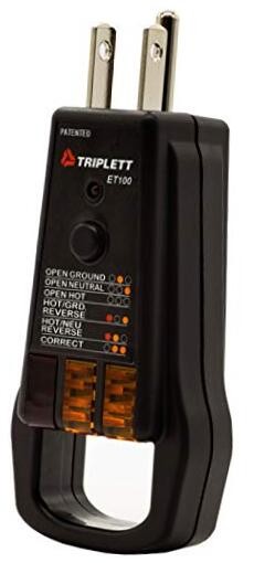 ET100 GFCI Outlet/Receptacle Tester with 5 Visual Indicators