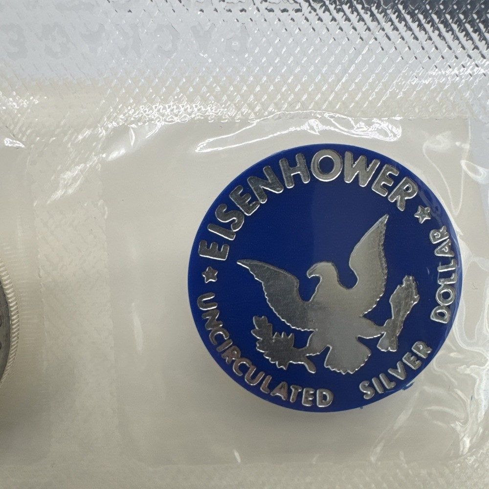 Uncirculated 1971 S Silver Eisenhower Dollar in Cello plus token