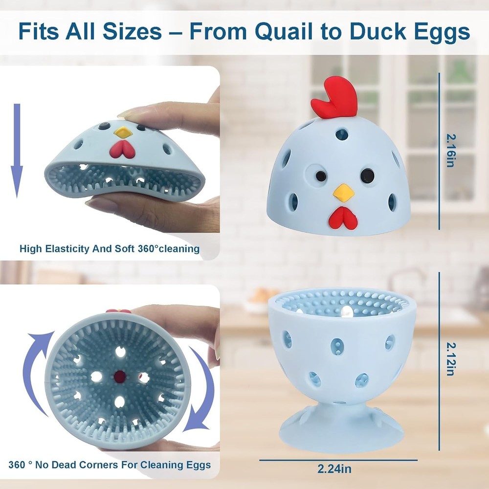 Egg Washer for Fresh Eggs, Egg Scrubber for Fresh Eggs, 2 Reusable Silicone Chic