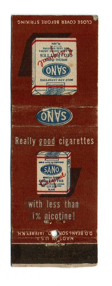 Sano Cigarettes Vintage Matchbook Cover