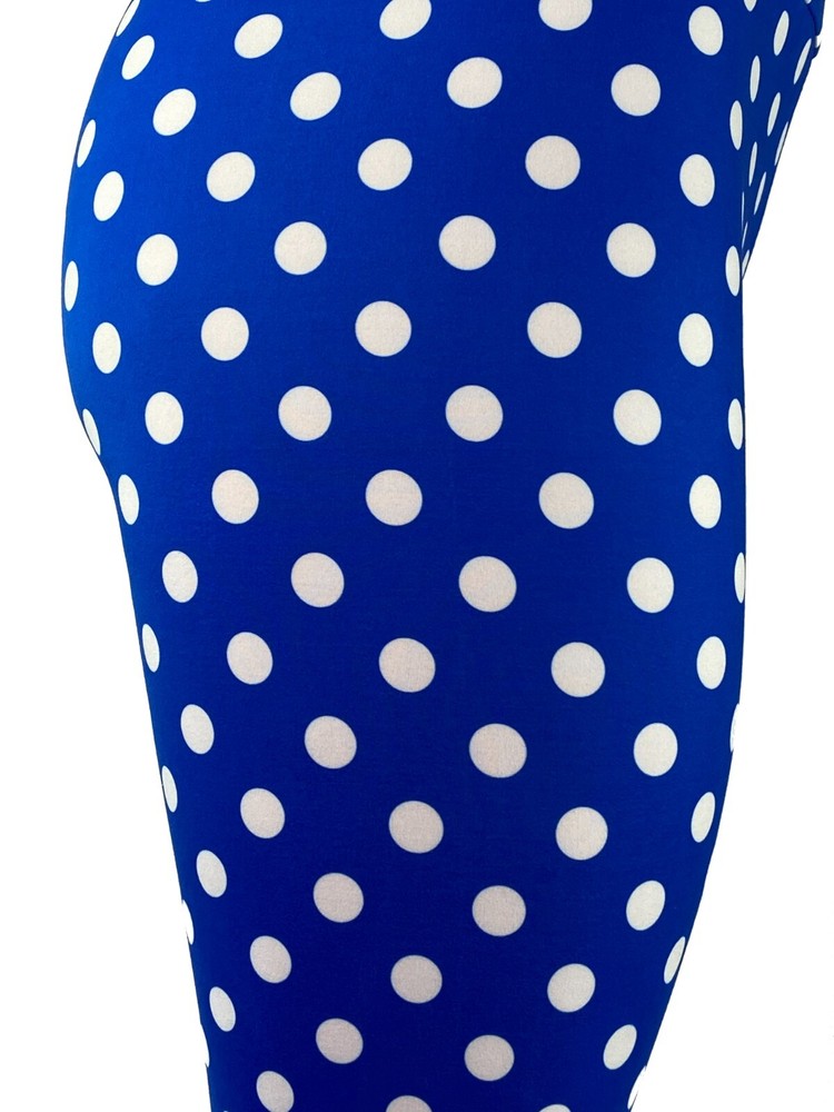 Blue & White Polka Dot Leggings - Multiple Sizes Super Soft!