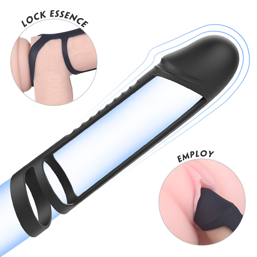3in1 Penis Extender Stretcher Sleeve Penis Enhancer Ring Delay Ejaculation Toys