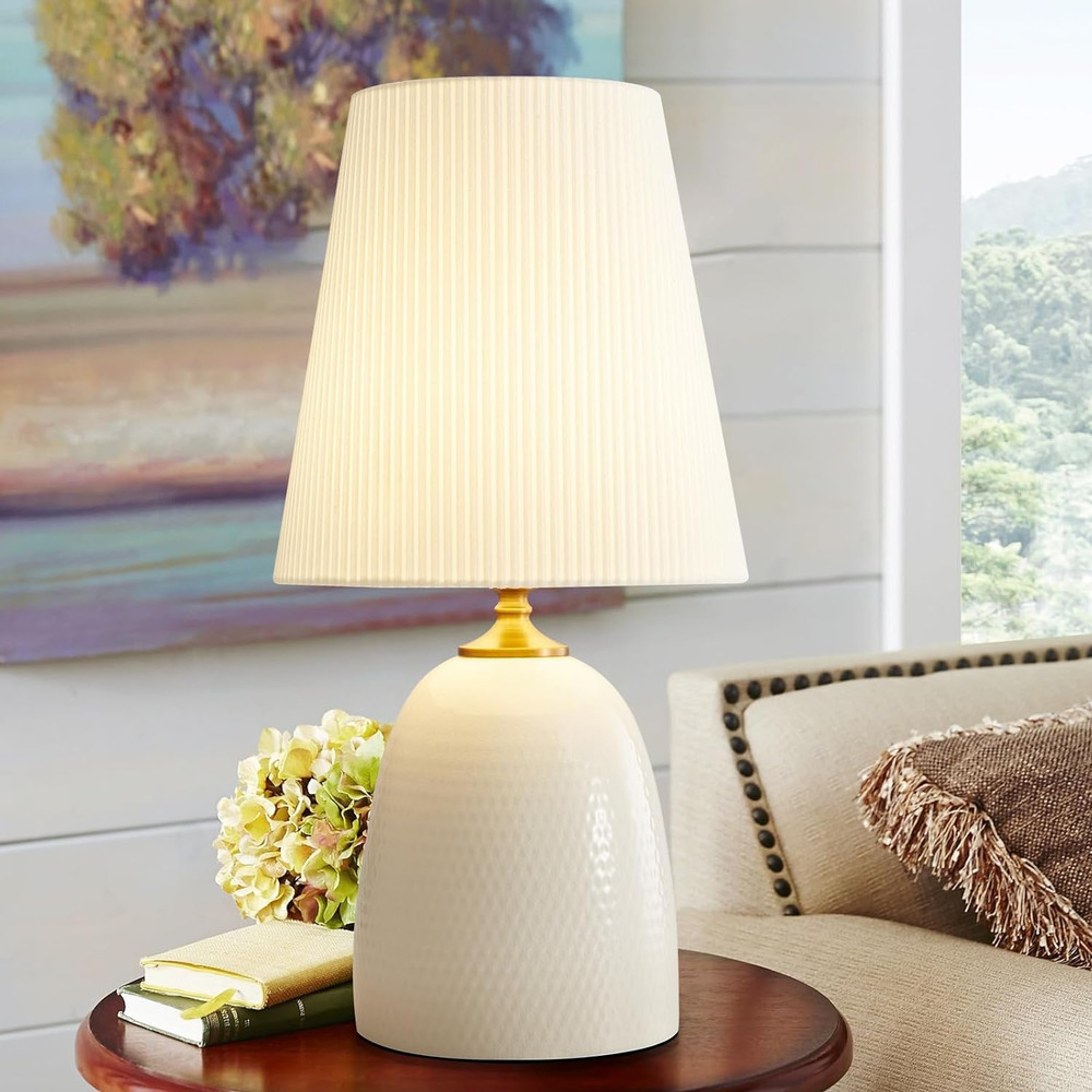 Modern Textured Ceramic Table Lamps 22.75In, White Table Lamp Decor