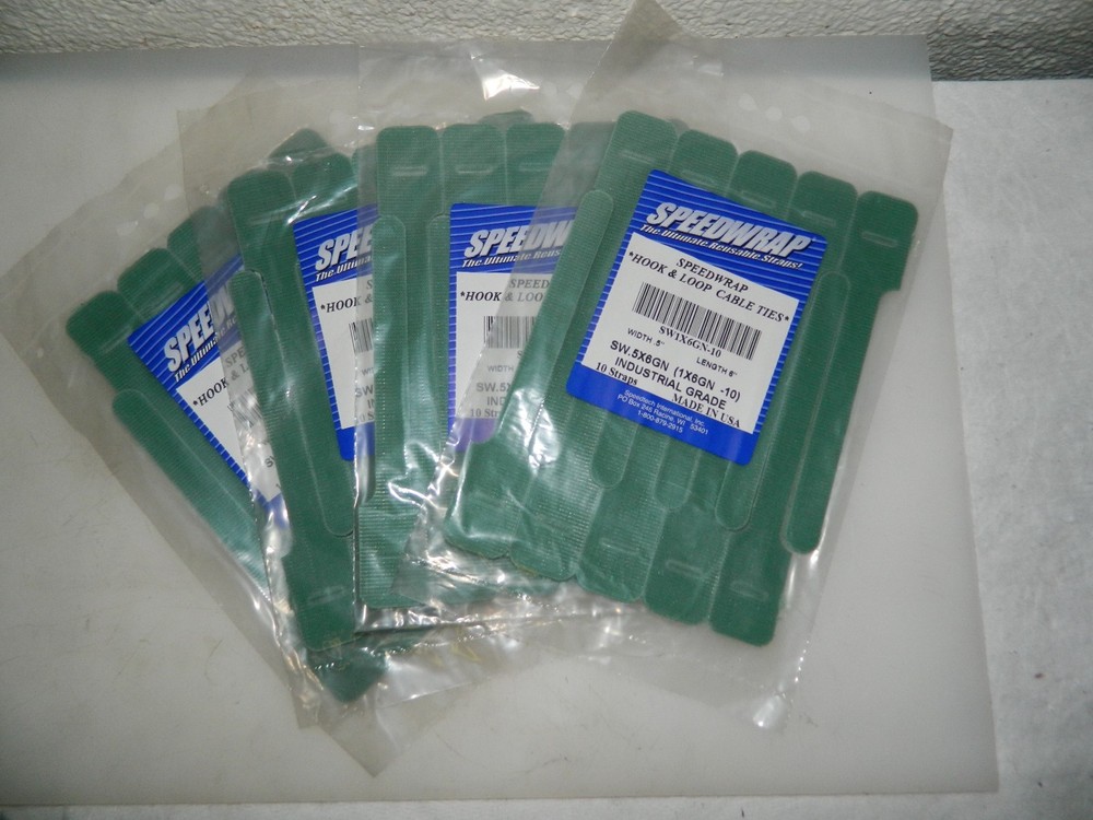 SpeedTech Hook/Loop Strap 40 Pack 6" Long 1/2" Wide 1-1/4  Bundle Dia SW1X6GN-10