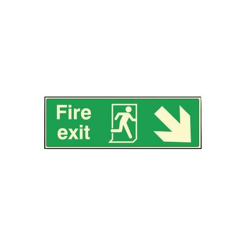 RT06991 Fire Sign Exit Down Right Photoluminescent Rigid Plastic 32006L