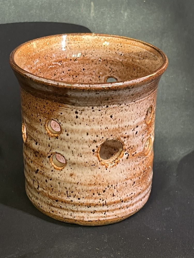 STONEWARE POTTARY VOTIVE STUDIO SIGNED 3.5”