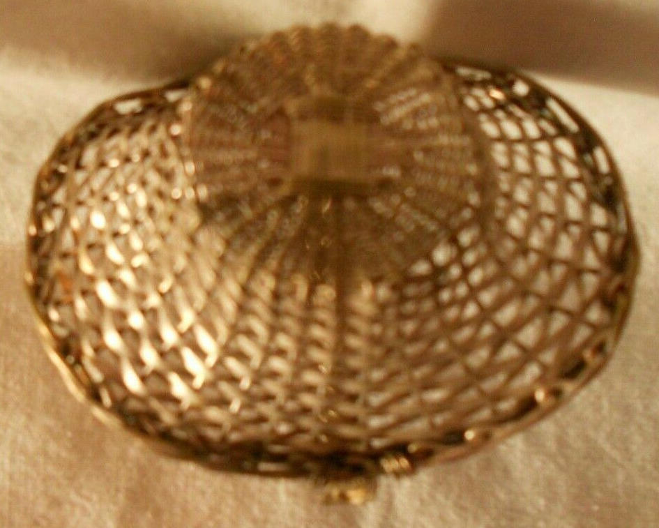 SILVER HAND WOVEN MINIATURE BASKET / TRINKET HOLDER