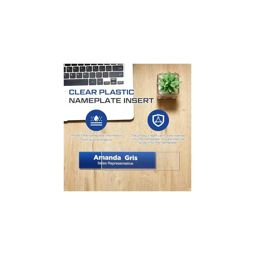 50 Pack Clear Plastic Nameplate Insert Covers for Desk or Wall Nameplate Holder