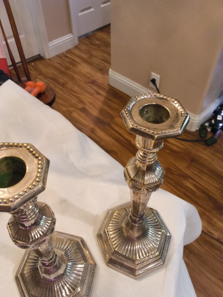 2 BOUGOIRS STYLE SILVER PLATE CANDLESTICKS STATLY ELEGANCE SOPHISTICATED L1