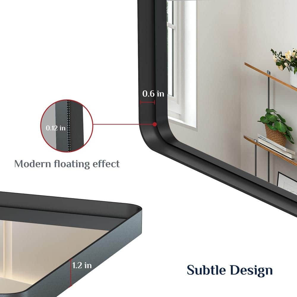 KeonJinn 30" W x 36" H Modern Rectangular Black Bathroom Mirror Vanity Mirror