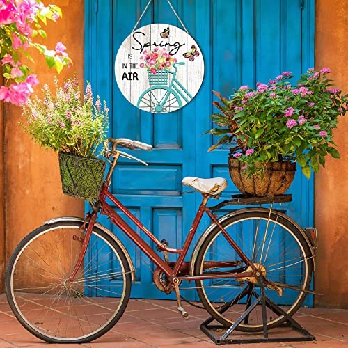 Hello Spring Decor Front Door Sign Round Door Wreath Rustic Dining Table Decor